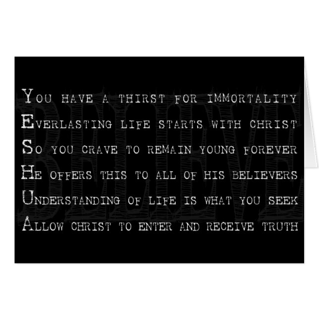 Tro Yeshua. kristen Hälsningskort (Framsidan Horizontal)