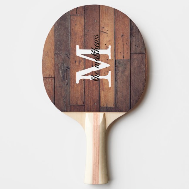 Troden Rustic Farmhouse Monogram Namn Pingisracket (Framsidan)