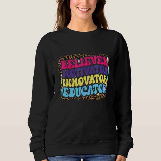 Troende Motivator Innovatör Utbildare Leopard Teke T Shirt (Framsida)