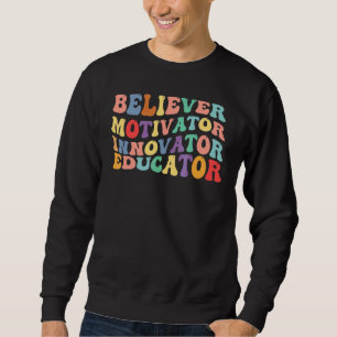 Troende Motivator Innovatör Utbildare Retro Lärare Lång Ärmad Tröja