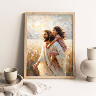 Troens Vind, Kristet Väggdekor, Jesus och Flicka, Poster