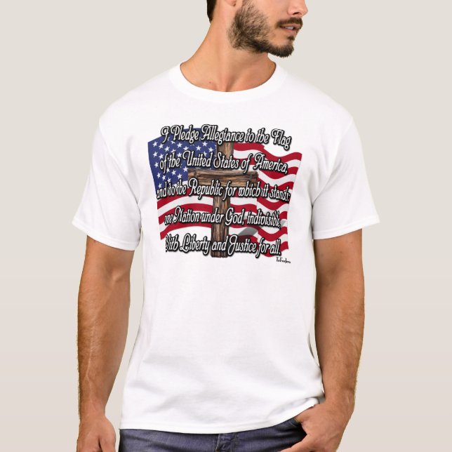 Trofastaeden med USA-flaggan och Kors T-shirt (Framsida)