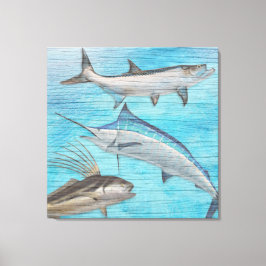 Trofé Saltvattenfisk Tarpon Roosterfish Marlin Canvastryck