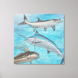 Trofé Saltvattenfisk Tarpon Roosterfish Marlin Canvastryck