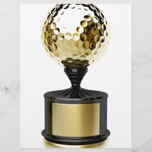 troféer från guld med golf boll