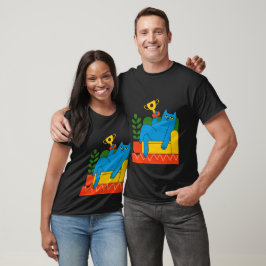 Troféinspirerad blå kattsoffa t shirt