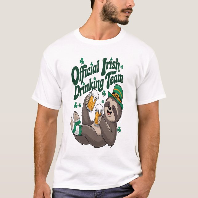 Trög irländsk dricka Saint Patrick's Day T Shirt (Framsida)