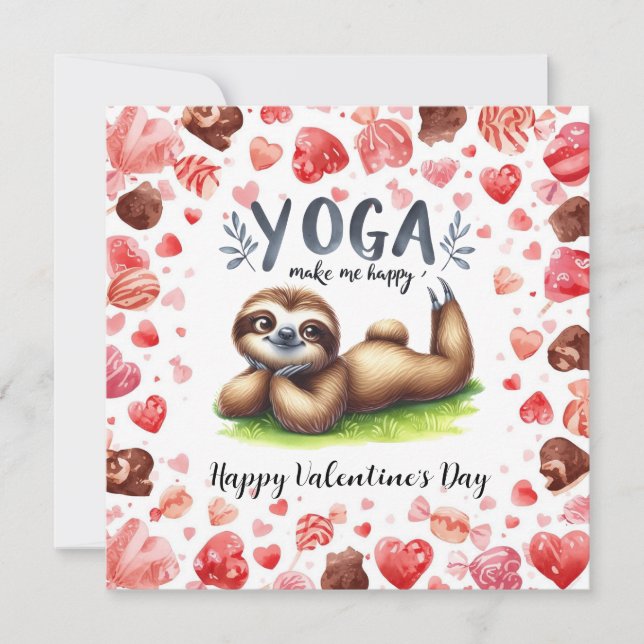 Trögdjur i yogaklass på Alla hjärtans dag Julkort (Framsida)