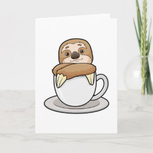 Trögdjur med kopp kaffe kort