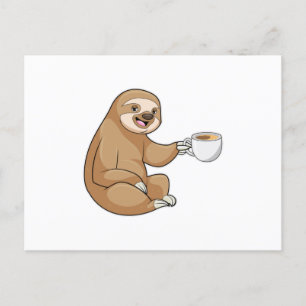 Trögdjur med kopp kaffe vykort