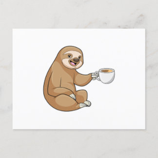 Trögdjur med kopp kaffe vykort