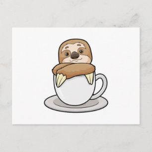 Trögdjur med kopp kaffe vykort