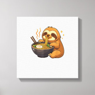 Trögdjur med Nudlar Ramen Kawaii Trögdjur T-Shirt Canvastryck