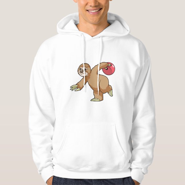 Trögdjur på Bowling med bowlingklot Hoodie (Framsida)