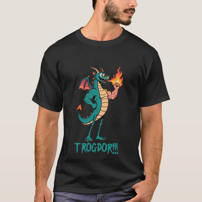 Trogdor The Burninator - Köttig Arm Drak Meme T Shirt (Framsida)