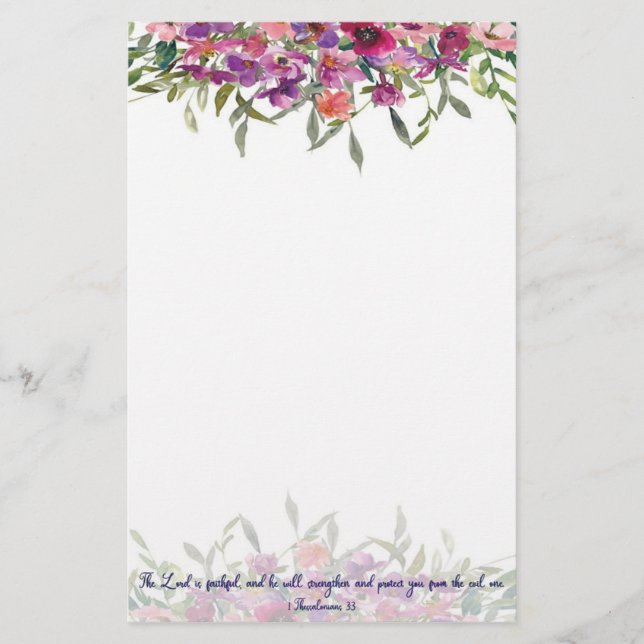 Trogen akvarellblomma  brevpapper (Framsida)