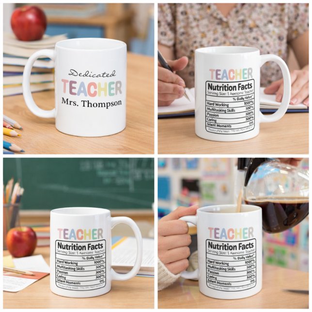 Trogen lärare Personlig Anpassad Namn Kaffemugg (Dedicated Teacher Personalized Custom Name Coffee Mug)