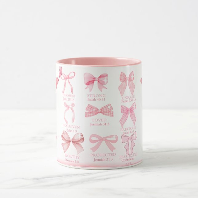 Trogen & Vacker – Rosa Band Kristen Bekräftelse Mugg (Center)