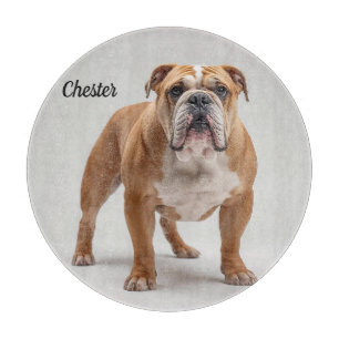 Trogenlig Bulldog Personlig Rund Glas Skärbräda