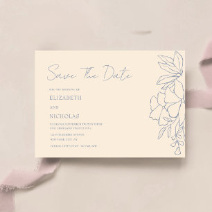 Tröghetsblå och läsk blommigt klassisk spara datum datumet