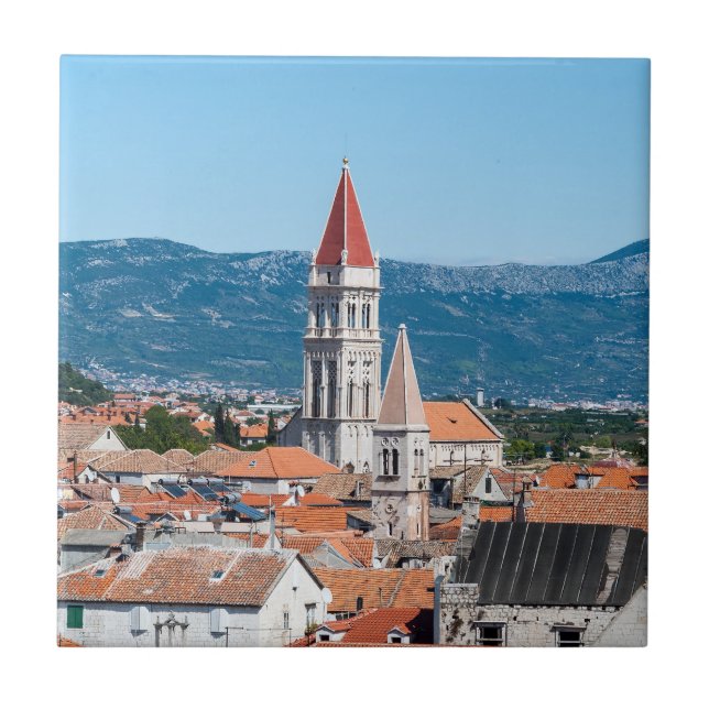 Trogir cathedral torn - Dalmatia, Kroatien Kakelplatta (Framsidan)