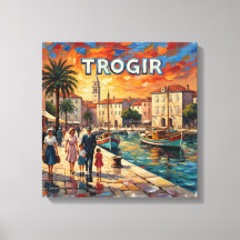 Trogir Strandpromenad Solnedgång Canvas