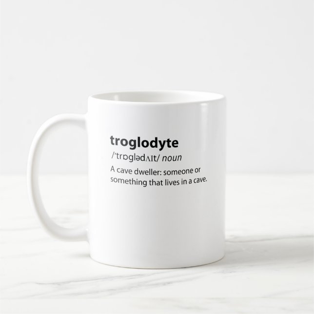 Troglodyte - Funny Cave Dweller Caver Speleology Kaffemugg (Vänster)