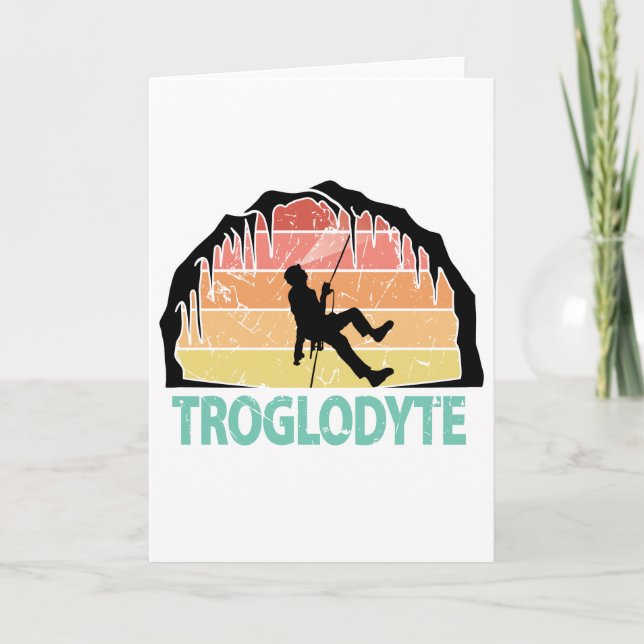Troglodyte - Funny Cave Spelunking Speleology Helgkort (Framsida)