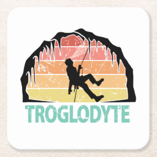 Troglodyte - Funny Cave Spelunking Speleology Underlägg Papper Kvadrat
