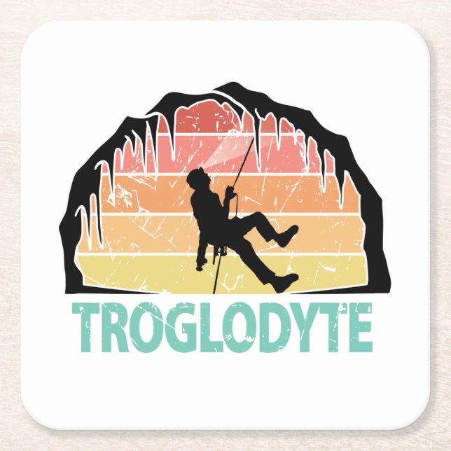 Troglodyte - Funny Cave Spelunking Speleology Underlägg Papper Kvadrat (Framsidan)