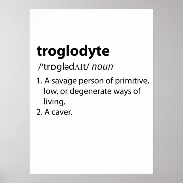 Troglodyte - Lustigt definitionstecken Speleologi Poster (Framsidan)