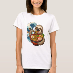 Trögt djur äter japansk ramen t shirt