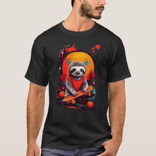 Trögt djur med skateboard på halloween natt Klassi T Shirt