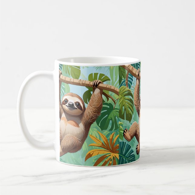 Trögt djur på ett träd kaffemugg (Vänster)