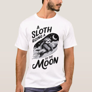 Trögt djur ridande en raket till månen t shirt