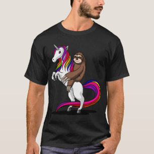 Trögt djur ridande enhörning t shirt