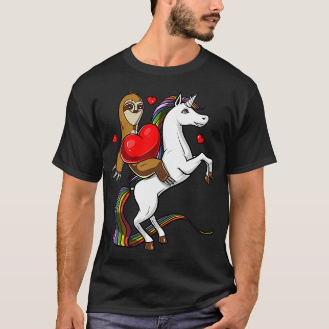 Trögt djur ridande magisk enhörning t shirt (Framsida)