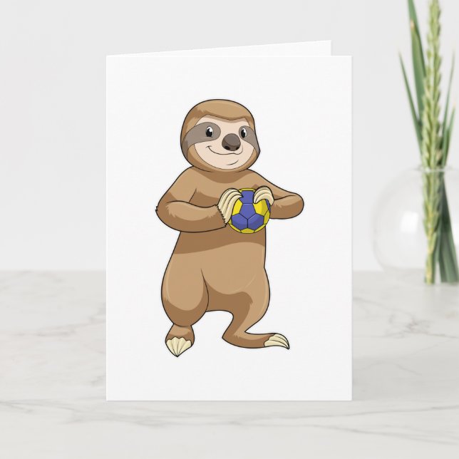 Trögt djur som handbollsspelare med handboll kort (Framsida)