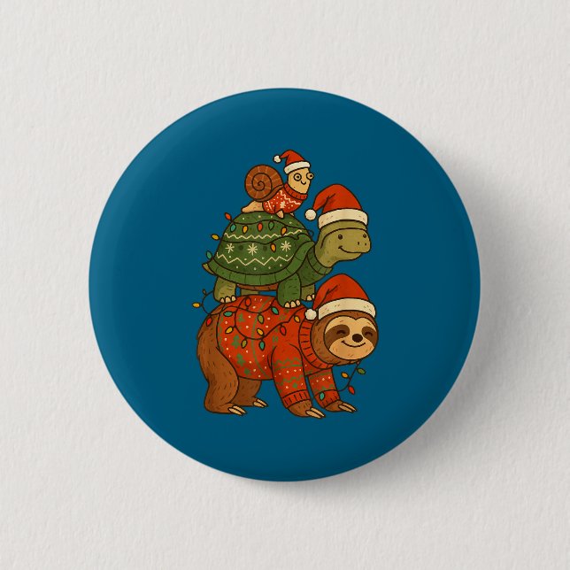 Trögt Sköldpadda Snigel Jul Xmas  Knapp (Framsida)