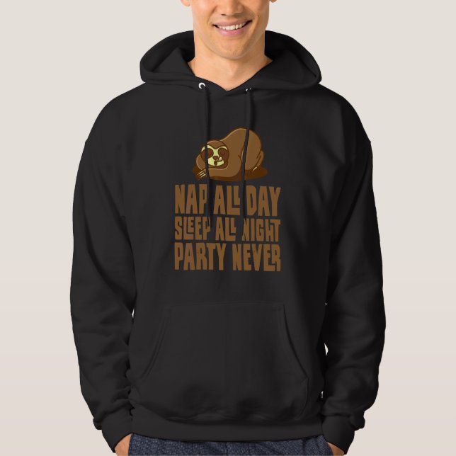 Trögtjusare sover hela dagen hoodie (Framsida)