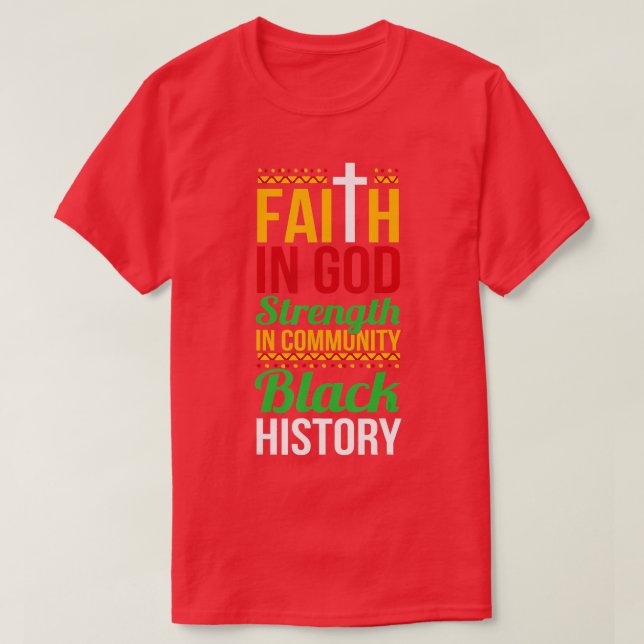 Trohet för Gud i gemenskapens Coola Svart Hist T Shirt (Design framsida)