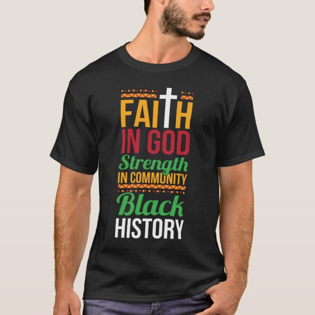 Trohet för Gud i gemenskapens Coola Svart Hist T Shirt (Framsida)