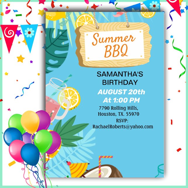 Troisk barbecue Birthday-inbjudan Inbjudningar (Skapare uppladdad)