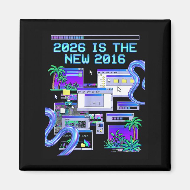 Tröja 2016 Vaporwave Pixel Dator Estetik Magnet (Framsidan)