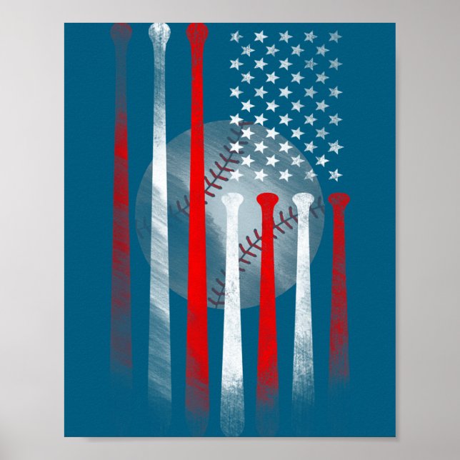Tröja Amerikansk Flagga Vintage Baseboll Flagga Poster (Framsidan)