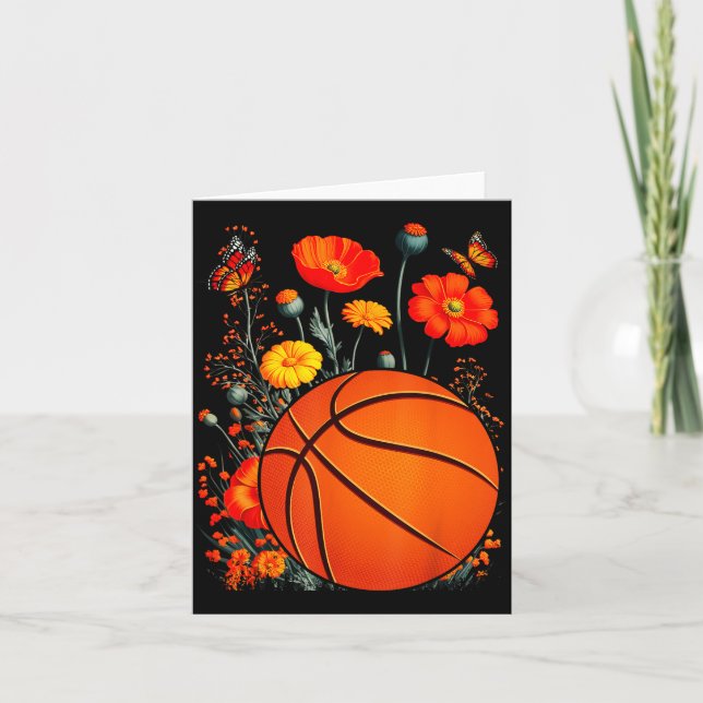 Tröja Basket Siluett Blommor Botanisk Blomma Kort (Framsida)