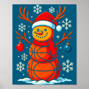 Tröja Basketboll Snömannar Spelare Sport Tomte Poster