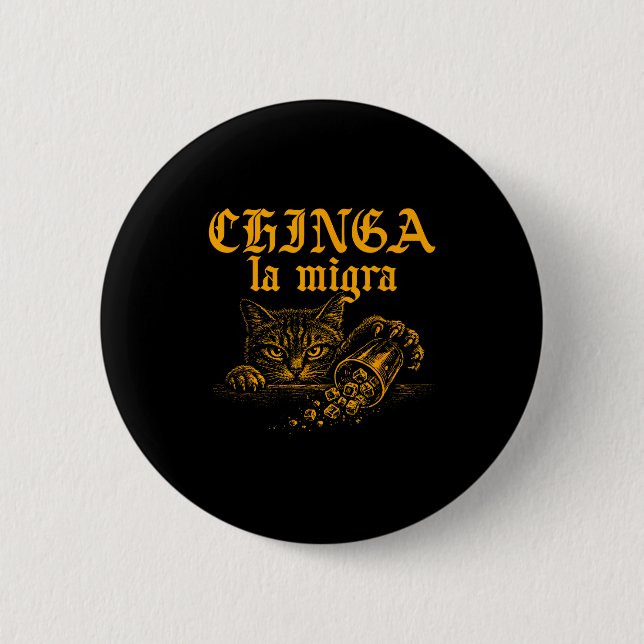 Tröja Chinga La Migra Retro Katt Knapp (Framsida)