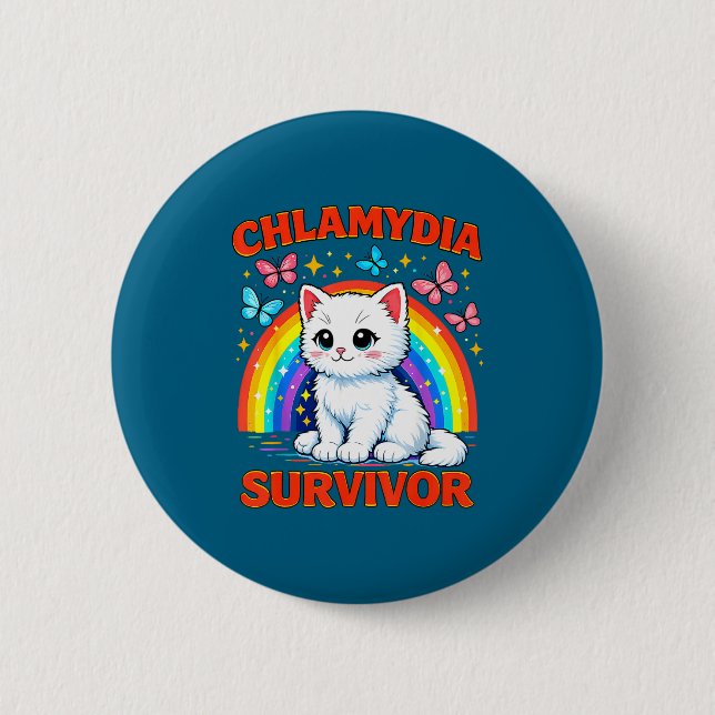Tröja Chlamydia Överlevare Sarcastic Vit Kattunge Knapp (Framsida)