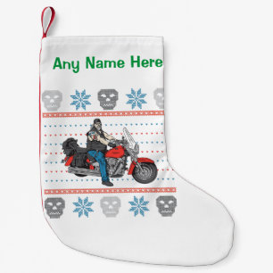 Tröja för jul för gammal bikerdöskallarmotorcy liten julstrumpa